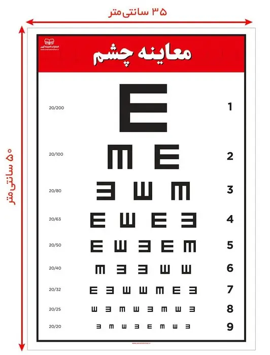 جلد کتاب پوستر نمودار معاینه چشم 50*35 (گلاسه،باجعبه)