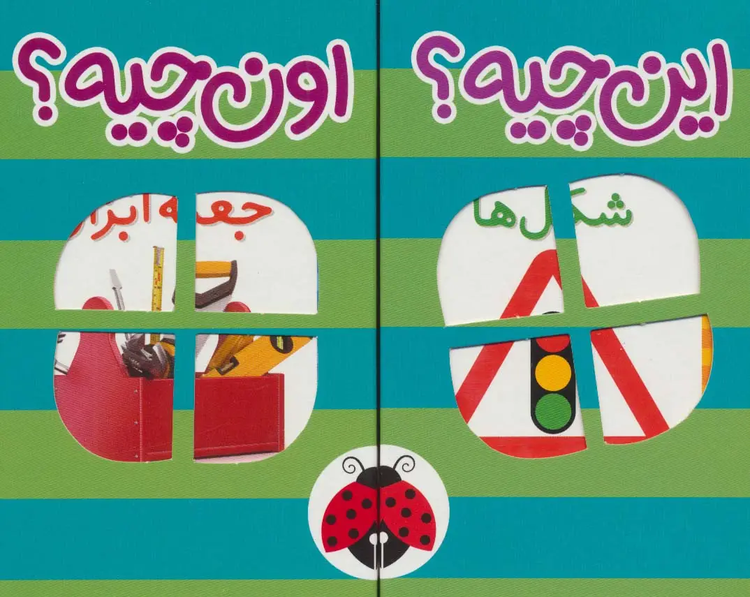 جلد کتاب کیف کتاب فرهنگ تصویری این چیه؟اون چیه؟ (سبز)،(2زبانه،6جلدی،باجعبه)