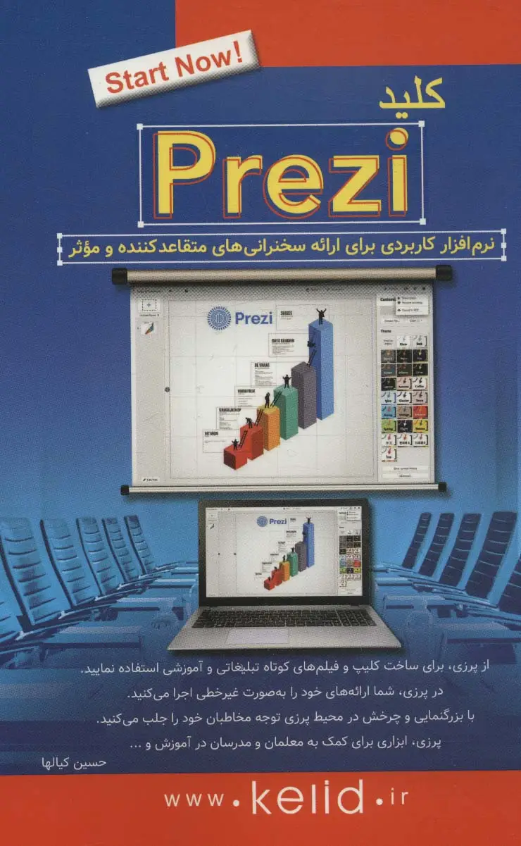 جلد کتاب کلید پرزی PREZI (نرم افزار کاربردی برای ارائه سخنرانی های متقاعدکننده و موثر)