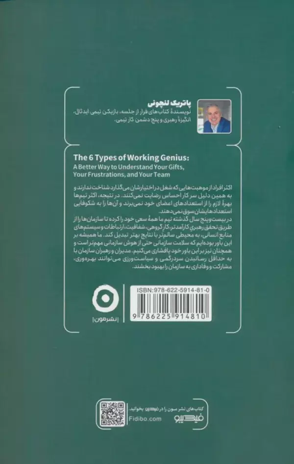 جلد کتاب نبوغ کاری (مسیری برای شناخت تیم،استعدادها و ناامیدی ها)