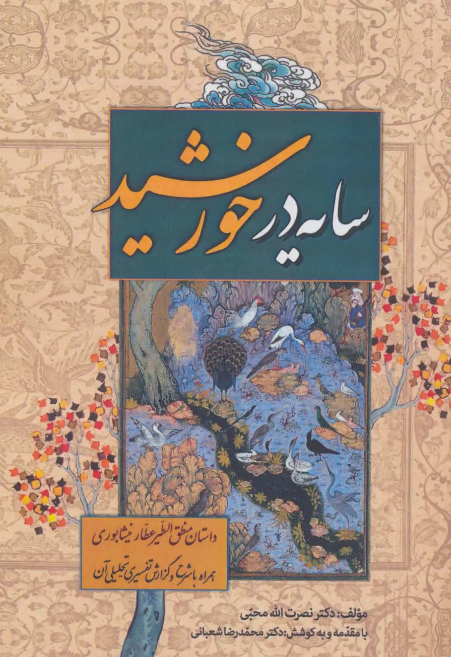 جلد کتاب سایه در خورشید (داستان منطق الطیر عطار نیشابوری،همراه با شرح و گزارش تفسیری-تحلیلی آن)