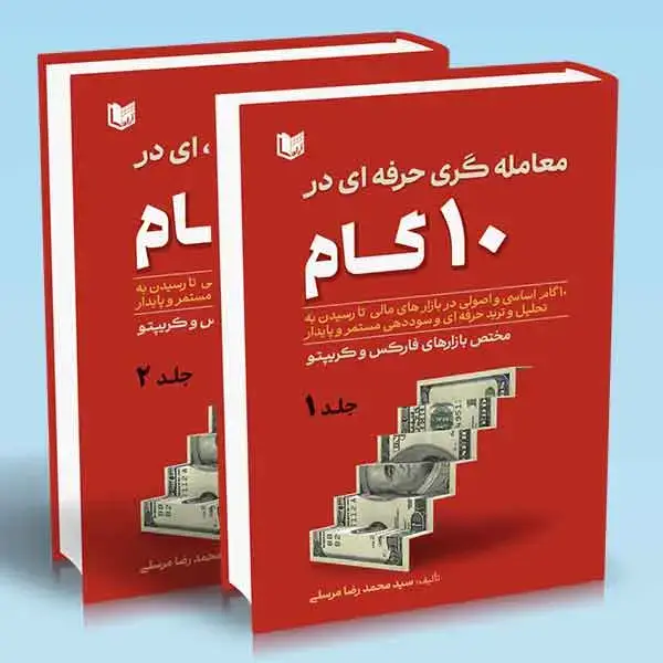 جلد کتاب کتاب معامله گری حرفه ای در 10 گام دوره 2 جلدی (مختص بازارهای فارکس و کریپتو)