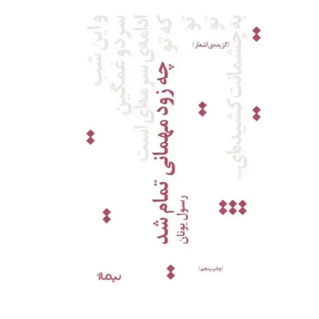 جلد کتاب کتاب چه زود مهمانی تمام شد