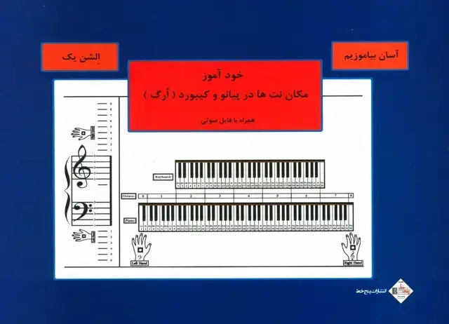 جلد کتاب خوداموز مکان نت های پیانو و کیبورد( ارگ)
