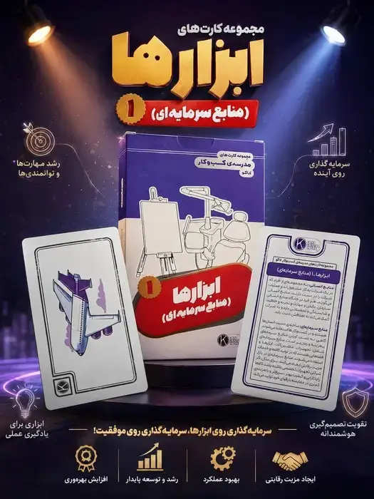 جلد کتاب فلش کارت مجموعه کارت های مدرسه کسب و کار (ابزارها:منابع سرمایه ای 1)