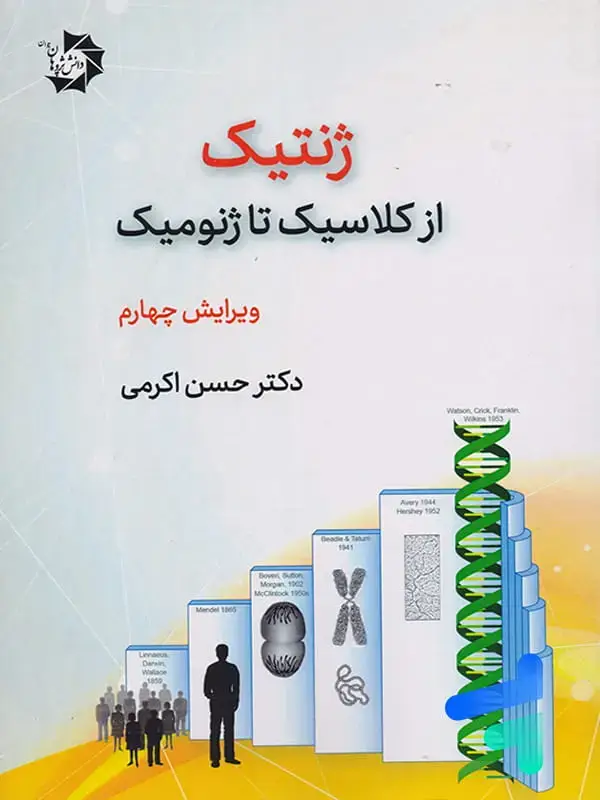جلد کتاب ژنتیک از کلاسیک تا ژنومیک دانش پژوهان جوان اثر حسن اکرمی