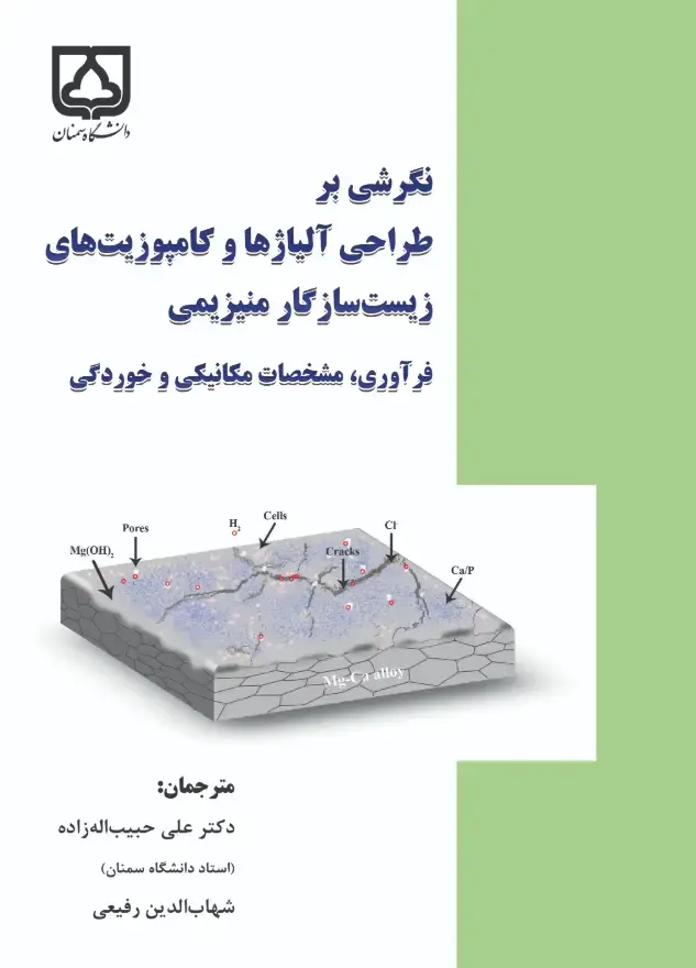 جلد کتاب نگرشی بر طراحی آلیاژها و کامپوزیت‌های زیست‌سازگار منیزیمی: فرآوری، مشخصات مکانیکی و خوردگی