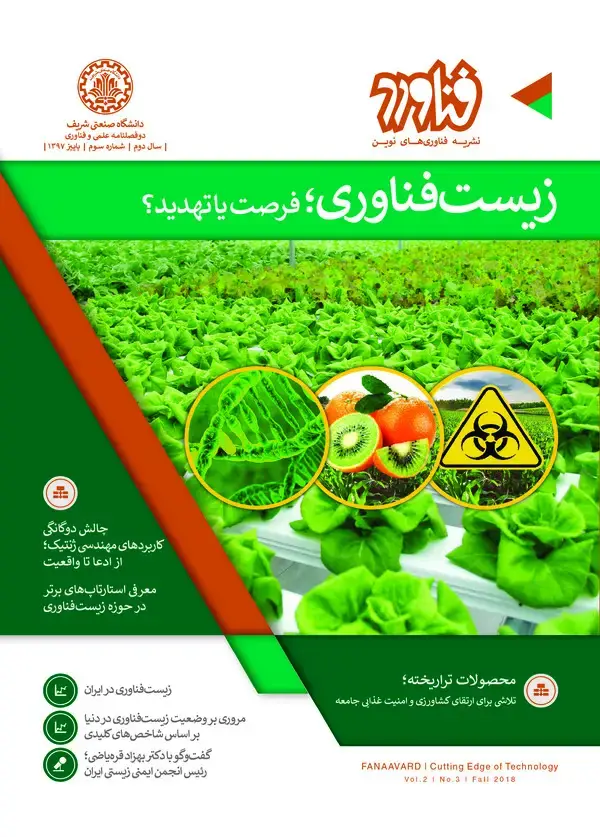 جلد کتاب نشریه فناوری های نوین فناورد : زیست فناوری ،فرصت یا تهدید؟ (سال دوم شماره سوم )
