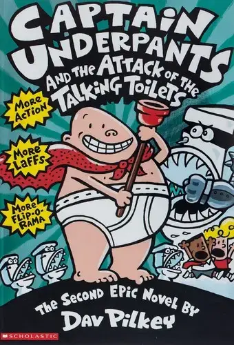 جلد کتاب کاپیتان زیرشلواری 2 (Captain Underpants and the Attack of the Talking Toilets)
