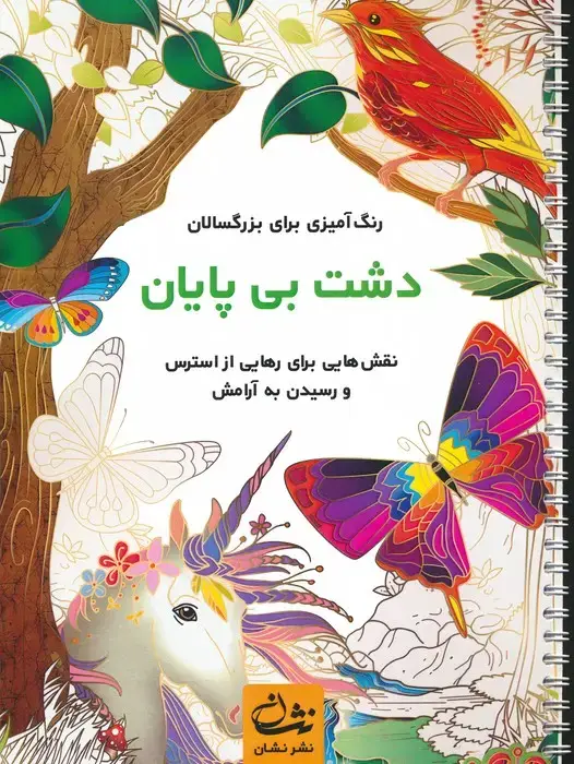 جلد کتاب دشت بی پایان (رنگ آمیزی برای بزرگسالان:نقش هایی برای رهایی از استرس و رسیدن به آرامش)،(سیمی)