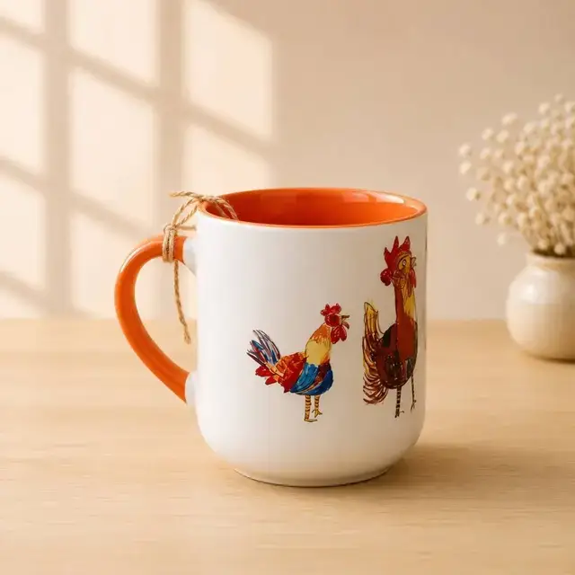 جلد کتاب ماگ انحنادار طرح خروس ها (باجعبه)
