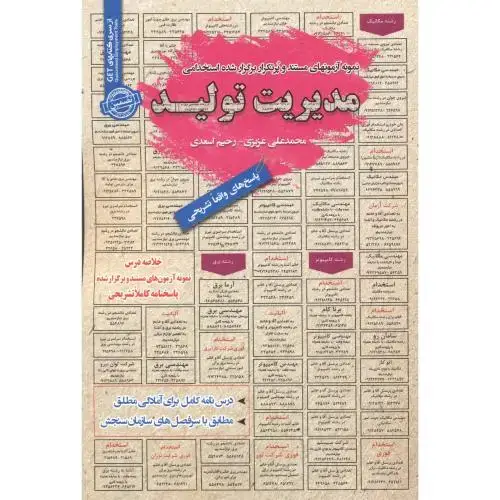 جلد کتاب آزمونهای مستند استخدامی مدیریت تولید ، عزیزی ، رویای سبز