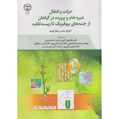 جلد کتاب حرکت و انتقال شیره خام و پرورده در گیاهان از جنبه های بیوفیزیک تا زیست تقلید ، اکبری