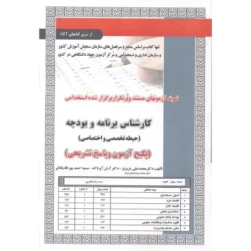جلد کتاب آزمون استخدامی کارشناس برنامه و بودجه (حیطه تخصصی و اختصاصی) ، عزیزی