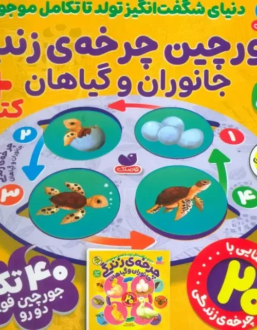 کتاب بسته پازل فومی چرخه ی زندگی جانوران و گیاهان 40 تیکه
