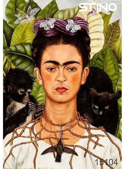 پازل خودنگاره با گردنبند خار و مرغ مگس